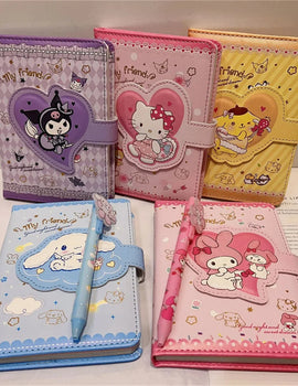 Sanrio Hello Kitty Notebook Gel Pens Kuromi Cinnamoroll Notepad Daily Weekly Agenda Planner Stationery Set Office School Supplie