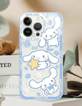 "Adorable Sanrio Cinnamoroll Transparent Phone Case for iPhone 15, 14, 13, 12, 11 Pro Max, 7, 8 Plus, X, XR, XS Max – Cute Gift for Girls!"