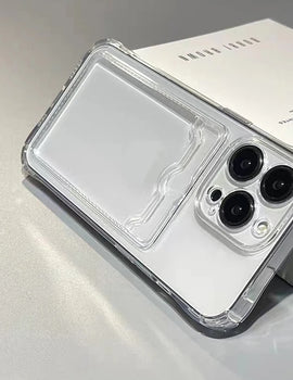 Shockproof Silicone Clear Case for iPhone 15 14 13 12 Mini 11 Pro XS Max X XR 6 6s 7 8 Plus Protection Back Card Pocket Cover