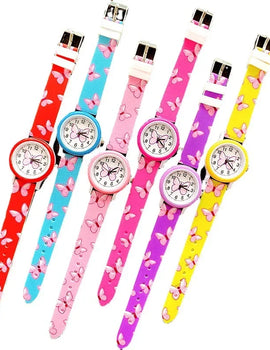 Butterfly Printing Lovely Girls Watches Silicone Candy Jelly Quartz Watches for Kids Children Girls Students Party Gifts Clock