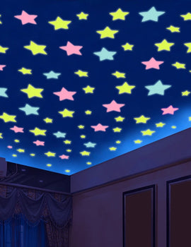 "PVC Glow-in-the-Dark Star Stickers – Luminous Fluorescent Wall Decals for Kids Room, Ceiling, Home & Party Decorations"