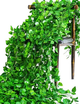 "2.2M Artificial Ivy Leaf Garland – Silk Green Vine for Home, Garden, Wedding, Party Decor & DIY Fake Wreath"