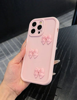 3D Pink Cute Butterfly Silicone Soft Phone Case for iPhone (16, 15, 14, 13, 12, 11, Pro Max, XS, XR, X, 7, 8 Plus, SE) – Shockproof Candy Cover