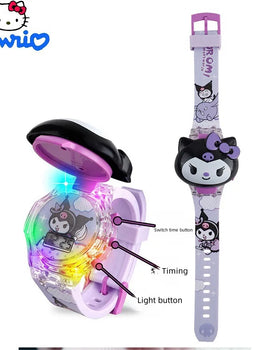 Kawaii Sanrio Kuromi Watch Cinnamoroll Hello Kitty Music Silicone Strap Children Wrist Watch My Melody Watch Kids Birthday Gifts
