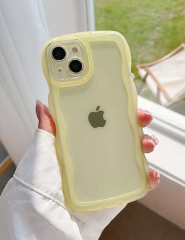 for iPhone 15 14 13 12 11 Pro Max Mini XS SE 7 8 Plus Case Cute Transparent Curly Wave Hybrid Shockproof Bumper Cover Soft Funda