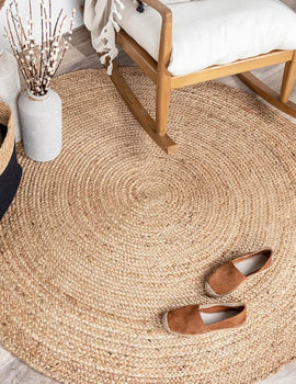 "Natural Jute Woven Carpet – Wear-Resistant, Stain-Resistant Large Area Rug in Primary Colors for Living Room"