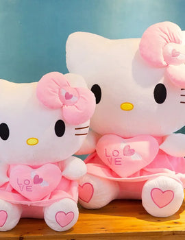 Cute Hello Kitty Pink Plush Stuffed Toys Anime Cartoon Plushie Doll Soft Stuffed Pillow Toys For Children Birthday Xmas Gifts