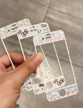 Cartoon Pattern Screen Protector Full Cover Tempered Glass for Iphone 4 4S 5 5S Sanrio Melody Kitty Kuromi Cute Screenprotectors