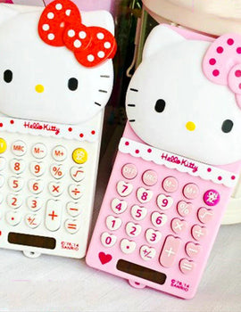 Kawaii Hello Kitty Cute Sanrio new cartoon portable computer push-back Pocket calculator girl learning electronic computer gift