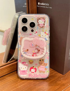 "Cartoon Cute Hello Kitty MagSafe Wireless Charging Phone Case for iPhone 12, 13, 14, 15, 16 Pro Max – 3D KT Magnetic Stand Cover, Cute Design, Shockproof Protection, Perfect for Hello Kitty Fans"