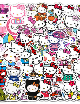 10/30/50PCS Hello Kitty Cute Anime Stickers Graffiti Decals DIY Phone Fridge Laptop Sticker Decoration Classic Toys