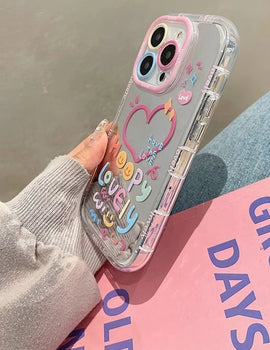 Hot Love Heart Air Cushion Mirror Phone Case For iPhone 16 15 14 13 Pro Max 13 12 11 Pro X XR XS MAX 7 8 Plus Girl Cover Y2k