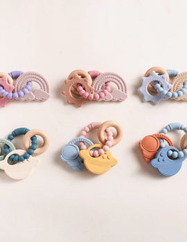 1pc Silicone Teether,Food Grade Baby 0-12 Toys,ToddlersTeething Ring Sensory Toys,Silicone Planet Teether Bracelet Accessories