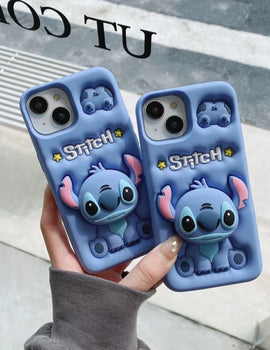 Cute Stitch Head Grip Tok Case | Soft Silicone Phone Cover | For iPhone 14 Plus 15 Pro Max 11 12 Pro 13 Pro X XS Max XR SE 7 8 Plus | Stylish, Protective & Comfortable Grip!