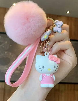 Sanrio Cartoon Hello Kitty Keychain Cute Melody Kuromi Cinnamoroll Doll Pendant Decoration Keyring Jewelry Girl Child Gift Toy