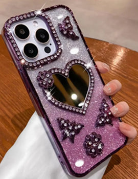 Luxury Electroplate Butterfly Diamond mirror Phone Case For IPhone 16 15 14 13 Pro Max Transparent Glitter Back Cover