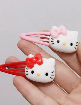 2pcs Sanrio Girl Hair Clip Kawaii Hello Kitty Cartoon BB Hair Clip Girl Hairs Accessories Headwear Bangs Clip Bow HairClips Gift