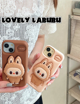 For iPhone 16 15 14 13 12 11 Pro 7 8 Plus X XS Max XR Kawaii LaBuBu Soft Silicone Cover With Holder Case
