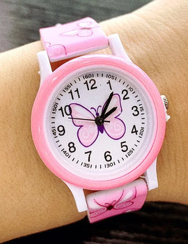Butterfly Printing Lovely Girls Watches Silicone Candy Jelly Quartz Watches for Kids Children Girls Students Party Gifts Clock