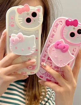 Sanrio Hello Kitty Stand Phone Cases For iPhone 16 15 14 11 13 12 Pro Max XR XS 7 8 Plus Original Shockproof Cover Y2K Case