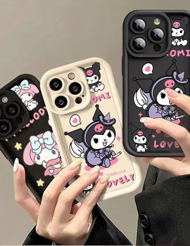 "Charming Sanrio Kuromi Cute Phone Case for iPhone 16, 15 Pro Max, 13, 12, 11 Pro, 14 Pro Max, 16 Plus, 12 Pro – Soft & Stylish Cover!"