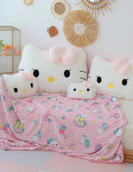 Sanrio Hello Kitty Plush Toy Soft Cuddly Pillow Comfortable Back Cushion Sofa Decorative Pillow Hug Plushies Xmas Gifts For Girl