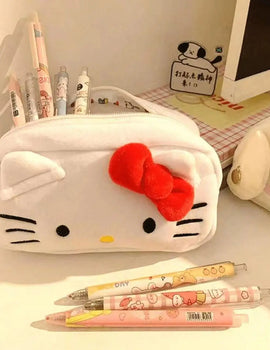 Hello Kitty Plush Bag Anime Sanrio Cinnamoroll Cosmetic Storage Bags Cartoon Kawaii Pachacco Pencil Case Girl Birthday Gifts