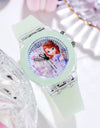 Disney Girls Kids Watches Children Watch Frozen Princess Aisha Sophia Luminous Student Colorful LED Light Women Lady Clock