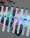 Disney Girls Kids Watches Children Watch Frozen Princess Aisha Sophia Luminous Student Colorful LED Light Women Lady Clock
