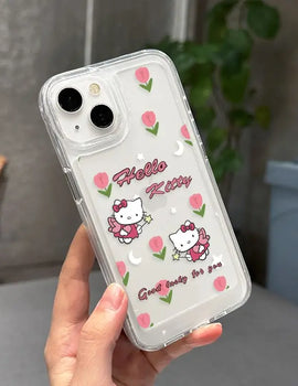 "Angel Hello Kitty Phone Case for iPhone 16, 15, 14, 13, 12, 11, Pro Max, XR, XS Max, 7, 8 Plus – Shockproof, Y2K-Inspired, Cute Bumper Cover, Perfect Gift for Hello Kitty Fans"