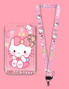 Cartoon Sanrio Hello Kitty Lanyard Card Sleeve ID Card Holder Bus Subway Access Work Permit Card Neck Strap Hang Rope Lariat
