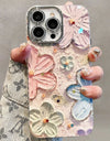 Luxury Flowers Glitter Laser Phone Case For iPhone 16 Pro Max 15 14 Plus 13 12 11 Diamond Soft Shockproof Lens protection Cover