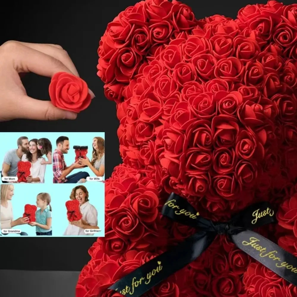 "Artificial Eternal Rose Teddy Bear – Perfect Mother's Day, Birthday, Valentine's Day, and Anniversary Gift & Decor Miniature"