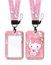 Cartoon Sanrio Hello Kitty Lanyard Card Sleeve ID Card Holder Bus Subway Access Work Permit Card Neck Strap Hang Rope Lariat