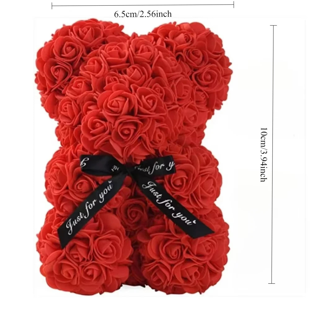 "Artificial Eternal Rose Teddy Bear – Perfect Mother's Day, Birthday, Valentine's Day, and Anniversary Gift & Decor Miniature"
