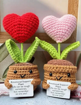 "Positive Energy Heart Flower Hand-Woven Doll – Knitted Pocket Hug Doll for Home Decor, Desktop Ornament & Gift"