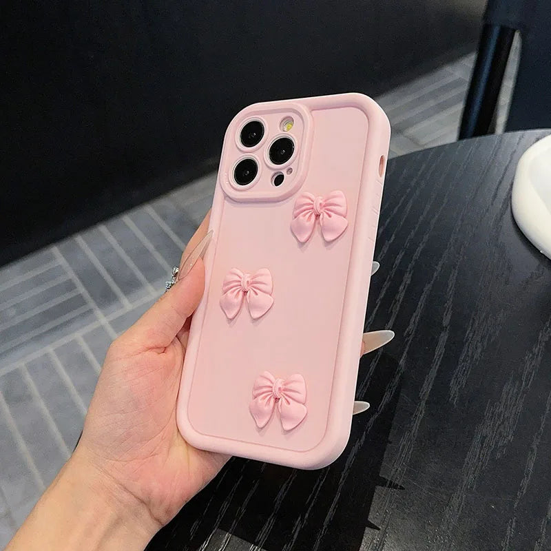 3D Pink Cute Butterfly Silicone Soft Phone Case for iPhone (16, 15, 14, 13, 12, 11, Pro Max, XS, XR, X, 7, 8 Plus, SE) – Shockproof Candy Cover