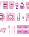 Anime Cartoon Characters Around Hello Kitty Theme Party Banner Decoration Kit Children's Birthday Party Invitation Card
