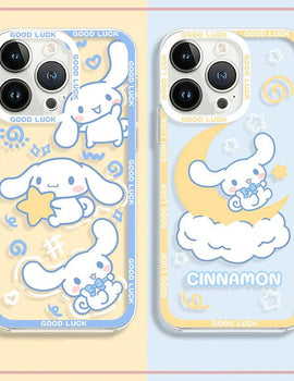 "Adorable Sanrio Cinnamoroll Transparent Phone Case for iPhone 15, 14, 13, 12, 11 Pro Max, 7, 8 Plus, X, XR, XS Max – Cute Gift for Girls!"