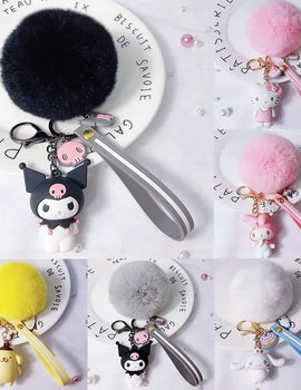 Sanrio Cartoon Hello Kitty Keychain Cute Melody Kuromi Cinnamoroll Doll Pendant Decoration Keyring Jewelry Girl Child Gift Toy