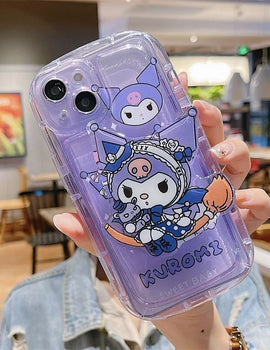 Sanrios Cinnamoroll with Bracket Phone Case for IPhone 16 15 14 13 12 11 Pro Max 7 8 Plus X XR XSMax Airbag Anti Fall Back Cover