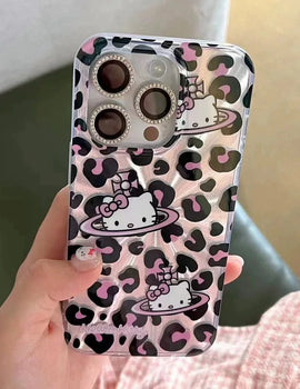 Sanrio Hello Kitty Bow Pink Lepard Print iPhone Case - Y2K Fashion