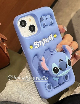 Cute Stitch Head Grip Tok Case | Soft Silicone Phone Cover | For iPhone 14 Plus 15 Pro Max 11 12 Pro 13 Pro X XS Max XR SE 7 8 Plus | Stylish, Protective & Comfortable Grip!