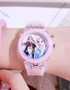 Disney Girls Kids Watches Children Watch Frozen Princess Aisha Sophia Luminous Student Colorful LED Light Women Lady Clock