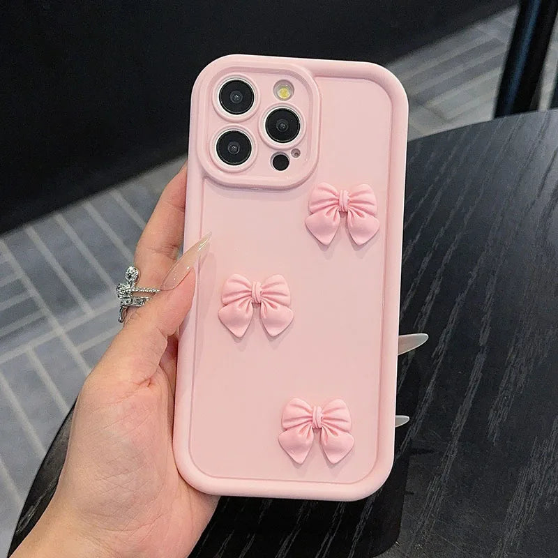 3D Pink Cute Butterfly Silicone Soft Phone Case for iPhone (16, 15, 14, 13, 12, 11, Pro Max, XS, XR, X, 7, 8 Plus, SE) – Shockproof Candy Cover