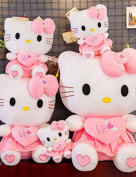 Cute Hello Kitty Pink Plush Stuffed Toys Anime Cartoon Plushie Doll Soft Stuffed Pillow Toys For Children Birthday Xmas Gifts