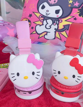 Hello Kitty Cute Bluetooth Headphone Wireless Headsets Anime Cartoon Stereo Headset Earphone With Mic Fashion Hottie Y2k Gifts