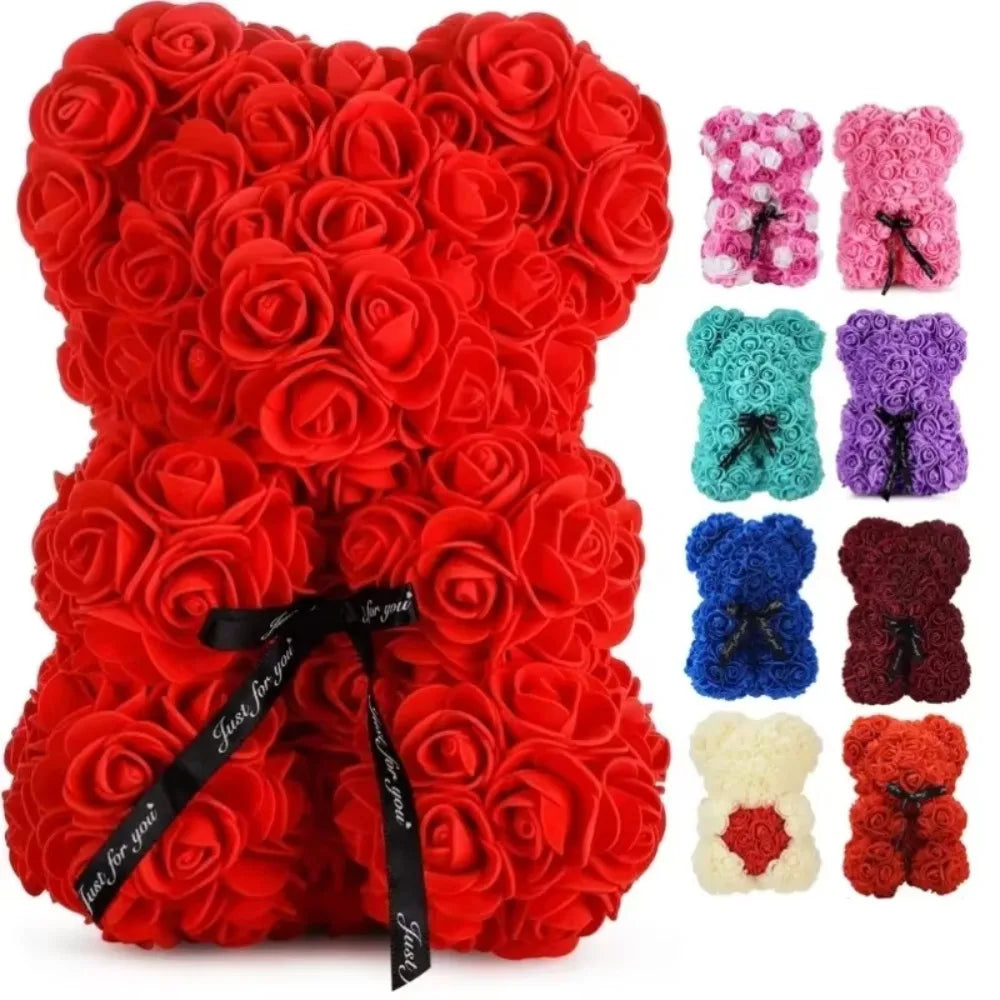 "Artificial Eternal Rose Teddy Bear – Perfect Mother's Day, Birthday, Valentine's Day, and Anniversary Gift & Decor Miniature"