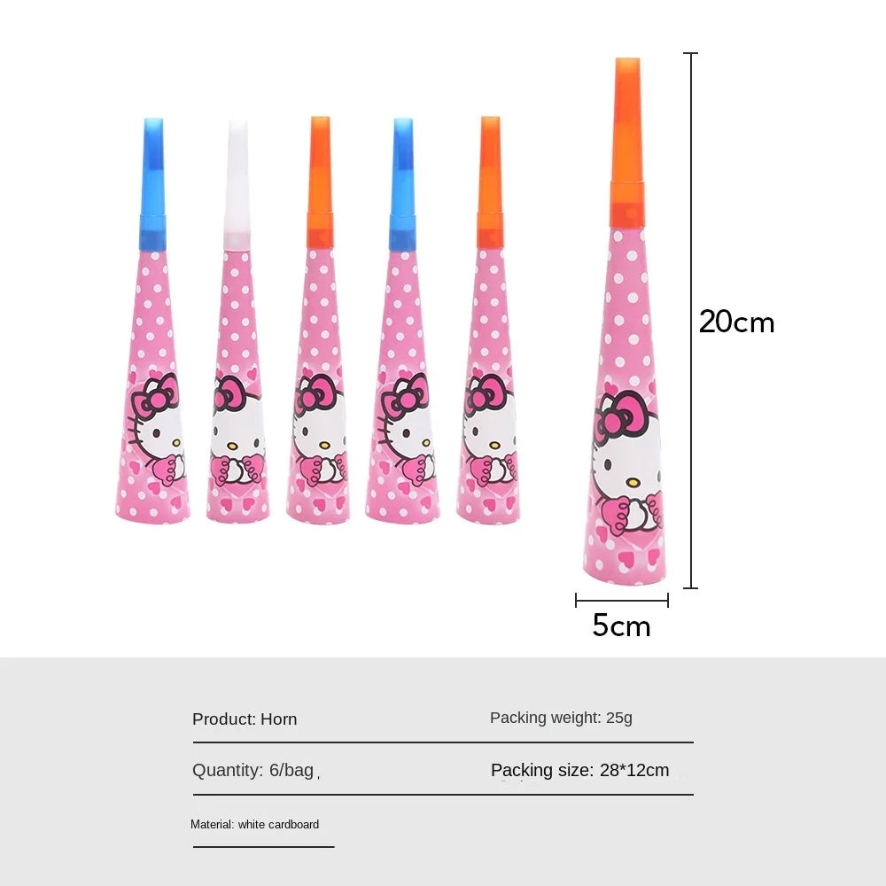 Anime Cartoon Characters Around Hello Kitty Theme Party Banner Decoration Kit Children's Birthday Party Invitation Card