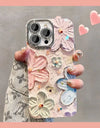 Luxury Flowers Glitter Laser Phone Case For iPhone 16 Pro Max 15 14 Plus 13 12 11 Diamond Soft Shockproof Lens protection Cover